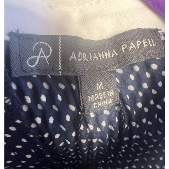 Adrianna Papell NWT Navy Polka Dot Sleeveless Blouse with White Collar, Large - Picture 5 of 7